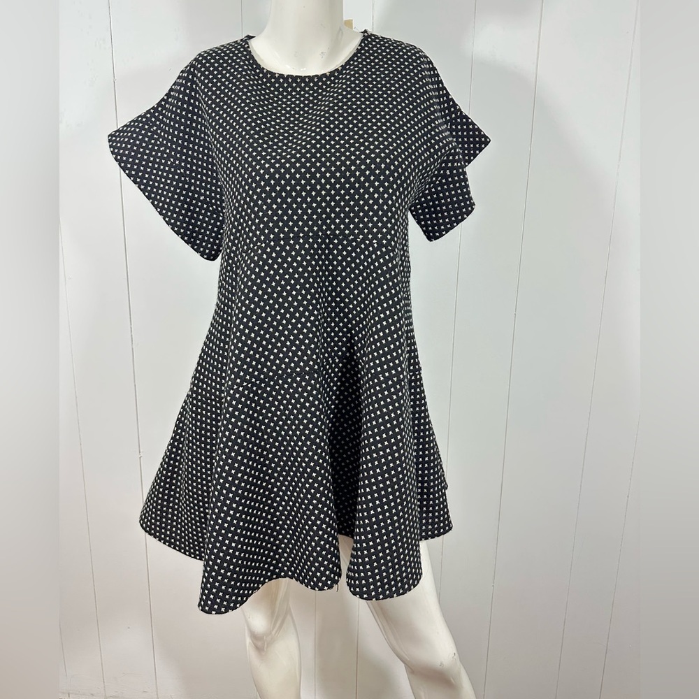 Mo:vint Women’s High Low A Line Mini dress Sz Small Black Knit Wool Blend